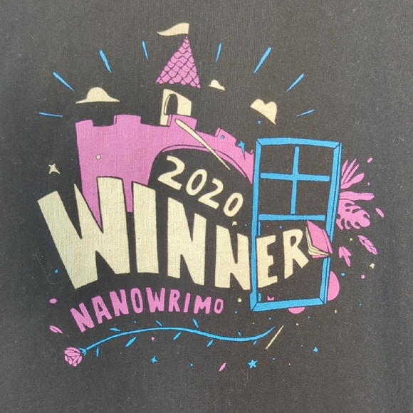 NaNoWriMo 2020 Winner Women's 2XL Gildan Black Graphic T-Shirt - Picture 1 of 4